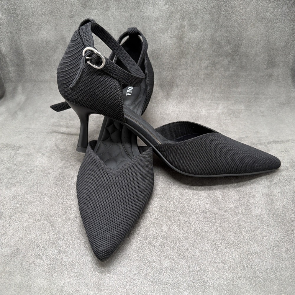 Vivaia Arabella Pointed Toe Mid Heels In Black Size 11 - Picture 2 of 10